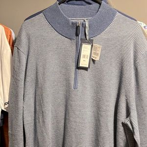 Vineyard Vines 1/4 Zip Sweater. Boathouse Stripe Blue XXL. Brand New with tags